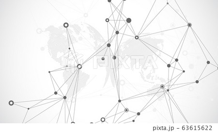 Geometric abstract background with connected line and dots. Network and connection background for your presentation. Graphic polygonal background. Wave flow. Scientific vector illustration. Geometric abstract background with connected line and dots. Network and connection background for your presentation. Graphic polygonal background. Wave flow. Scientific vector illustration. 63615622