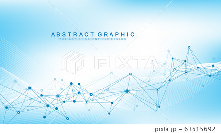 Big Genomic Data Visualization. DNA helix, DNA strand, DNA Test. CRISPR CAS9 - Genetic engineering. Molecule or atom, neurons. Abstract structure for Science or medical background, banner. Wave flow. 63615692