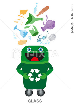 Waste sorting and recycling concept. Color ilustration. Glass. 63616055