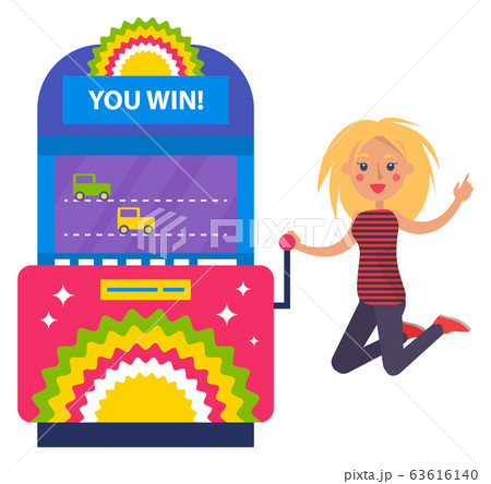 Girl Jumping For Joy in Casino, Slot Machines Cars Girl Jumping For Joy in Casino, Slot Machines Cars 63616140