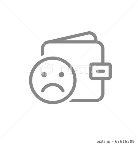 Wallet with sad face line icon. Bankruptcy, dislike, negative feedback symbol 63616589