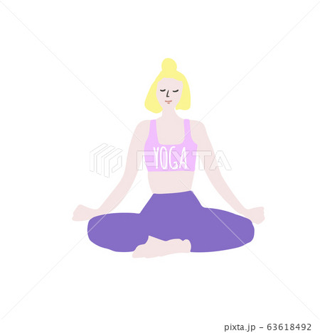 Girl doing yoga cartoon style isolated on white - Stock Illustration  [63618492] - PIXTA