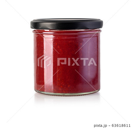 Apricot jam glass jar isolated on white 63618611