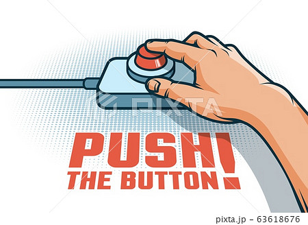 Hand push the red button with finger 63618676