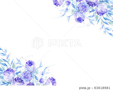 透明水彩で描く薔薇のフレームのイラスト素材