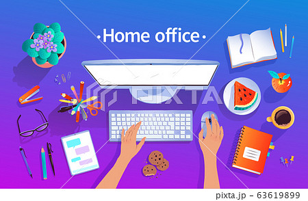 Home office vector top view illustration Home office vector top view illustration 63619899