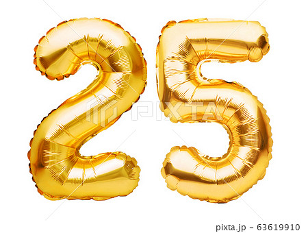 Number 25 twenty five made of golden inflatable Number 25 twenty five made of golden inflatable 63619910