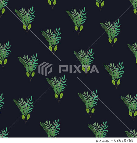Cute green hand drawn leaves bouquets pattern Cute green hand drawn leaves bouquets pattern 63620769