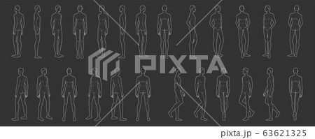 Fashion template of 25 men.  63621325