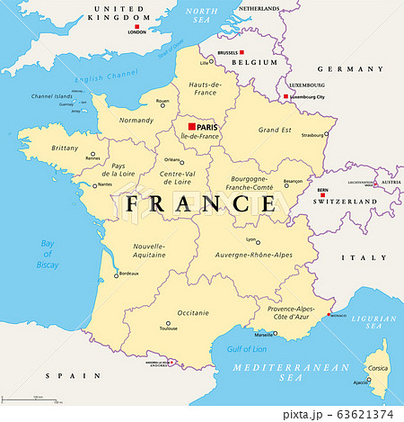 France Political Map Regions Of Metropolitan のイラスト素材