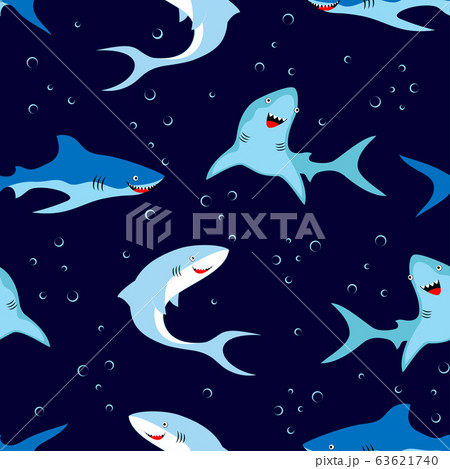 seamless pattern of cute sharks isolated on dark seamless pattern of cute sharks isolated on dark 63621740