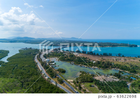 Aerial View Drone shot of sarasin bridge Phuket 63622698