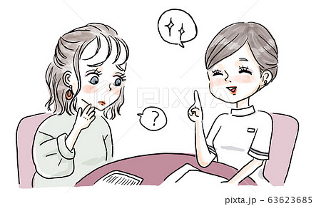 カウンセリングの内容に納得していない女性 63623685