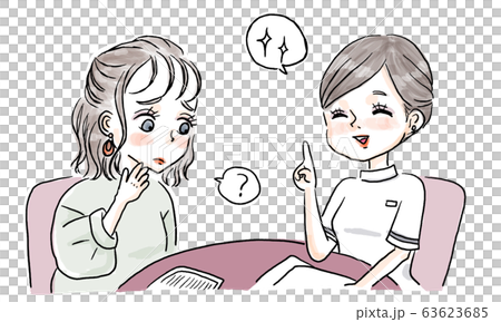 カウンセリングの内容に納得していない女性 63623685