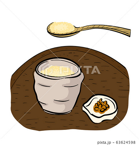 甘酒をさじで掬う ベクターイラストのイラスト素材
