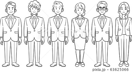 6人のビジネスパーソン ポーズのない男女のセットのイラスト素材