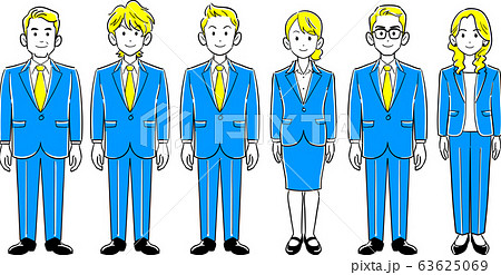 6人のビジネスパーソン ポーズのない男女のセットのイラスト素材