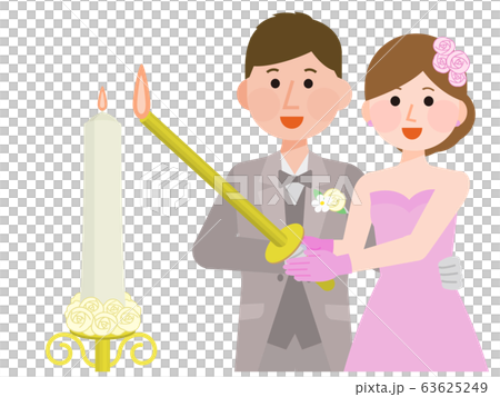 結婚式 披露宴 キャンドルサービス イラストのイラスト素材