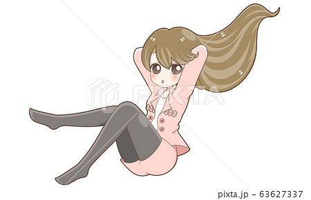 黒タイツを履いたロングヘアーの女性 黒タイツを履いたロングヘアーの女性 63627337