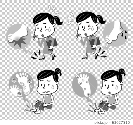 Woman foot trouble monotone illustration 63627510