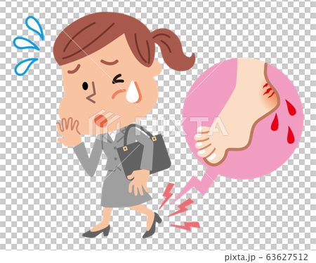 靴擦れ　女性　イラスト 63627512