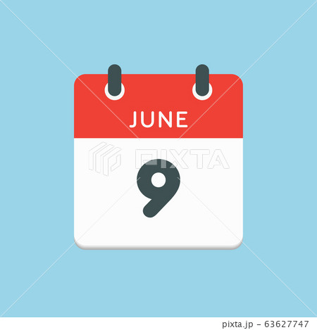 Icon calendar day 9 June, summer days of the year Icon calendar day 9 June, summer days of the year 63627747