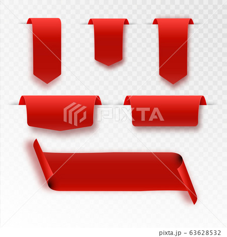 set Realistic Red bow and ribbon shiny satin with shadow for decorate your wedding invitation card or greeting card Set of red paper banners. Vector illusration EPS 10 set Realistic Red bow and ribbon shiny satin with shadow for decorate your wedding invitation card or greeting card Set of red paper banners. Vector illusration EPS 10 63628532
