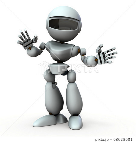こちらに話し掛ける人工知能のロボットのイラスト素材