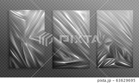 Stretched cellophane banner crumpl folded texture 63629695