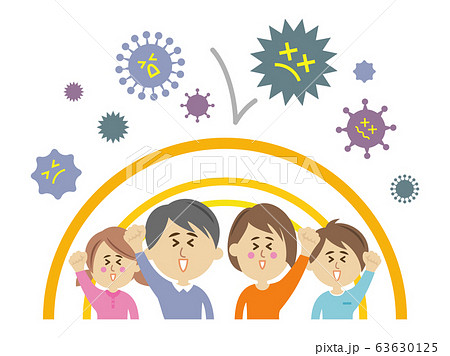 ウイルス・バイ菌に強い家族のイラストイメージ 63630125