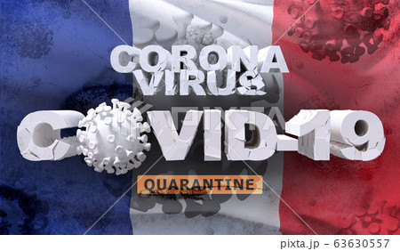 Waving national flag of France. Waved highly detailed close-up 3D render. 63630557
