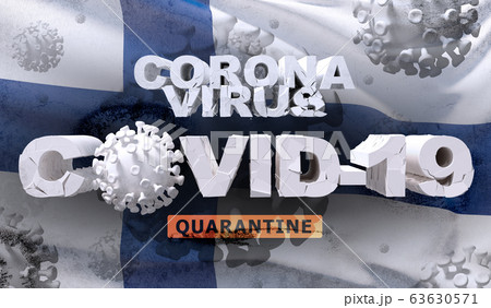 Waving national flag of Finland. Waved highly detailed close-up 3D render. 63630571