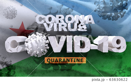 Waving national flag of of Djibouti. Waved highly detailed close-up 3D render. 63630622