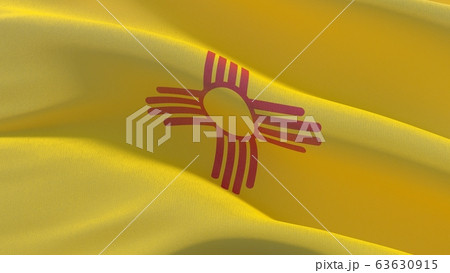 Flags of the states of USA. State of New Mexico flag. 3D illustration. Flags of the states of USA. State of New Mexico flag. 3D illustration. 63630915