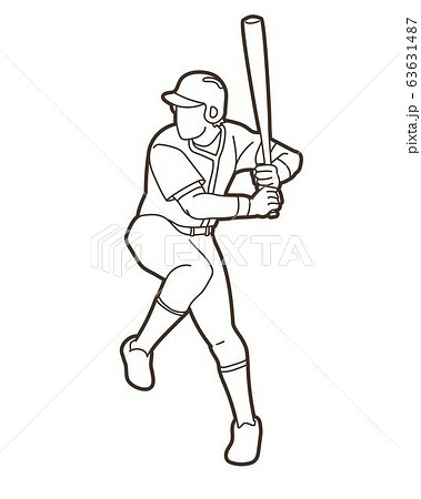Baseball Player Action Cartoon Sport Graphic のイラスト素材