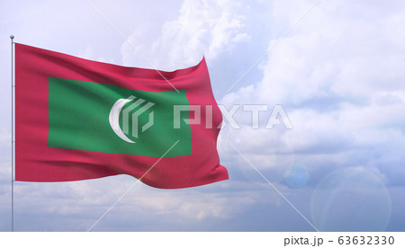 Waving flags of the world - flag of Maldives. 3D illustration. 63632330