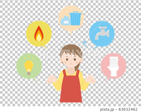 ライフラインに困る女性のイラスト 63632462