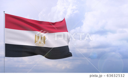 Waving flags of the world - flag of Egypt. 3D illustration. Waving flags of the world - flag of Egypt. 3D illustration. 63632532