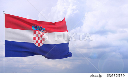 High resolution close-up flag of Croatia. 3D illustration. High resolution close-up flag of Croatia. 3D illustration. 63632579