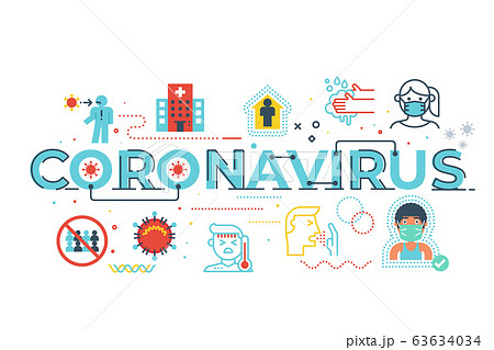Coronavirus word lettering illustration 63634034