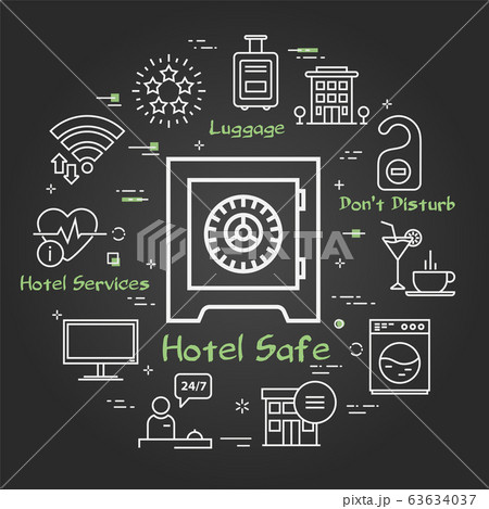 Vector black hotel service square concept - Hotel Safe 63634037