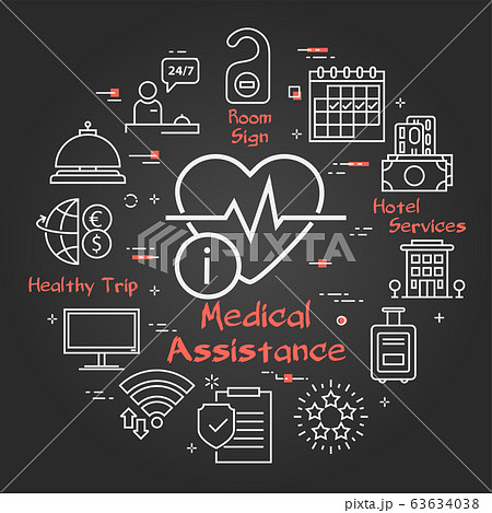 Vector black hotel service square concept - Medical Assistance Vector black hotel service square concept - Medical Assistance 63634038