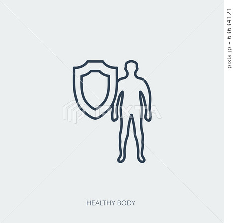 Medical icon of man body with protective shield 63634121