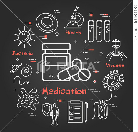 Vector black concept of medication and pills 63634130