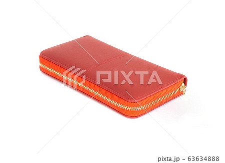 Closeup modern red woman wallet fashion on white Closeup modern red woman wallet fashion on white 63634888
