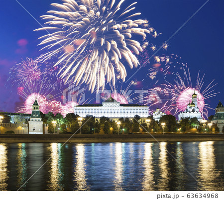 Moscow Kremlin and fireworks in honor of Victory Moscow Kremlin and fireworks in honor of Victory 63634968
