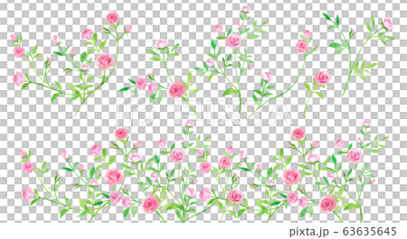 Watercolor illustration of small roses, decorative elements set 63635645
