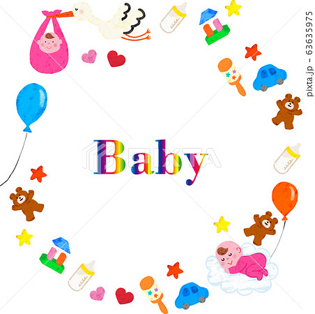 赤ちゃん丸フレームのイラスト素材