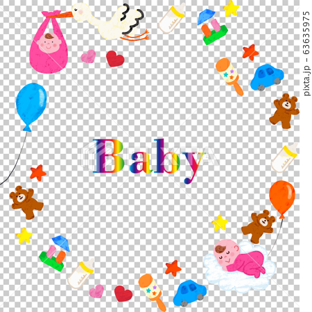 赤ちゃん丸フレームのイラスト素材