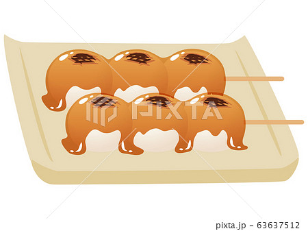 DANGOです Mitarashi Dango and Square Plate - Stock Illustration